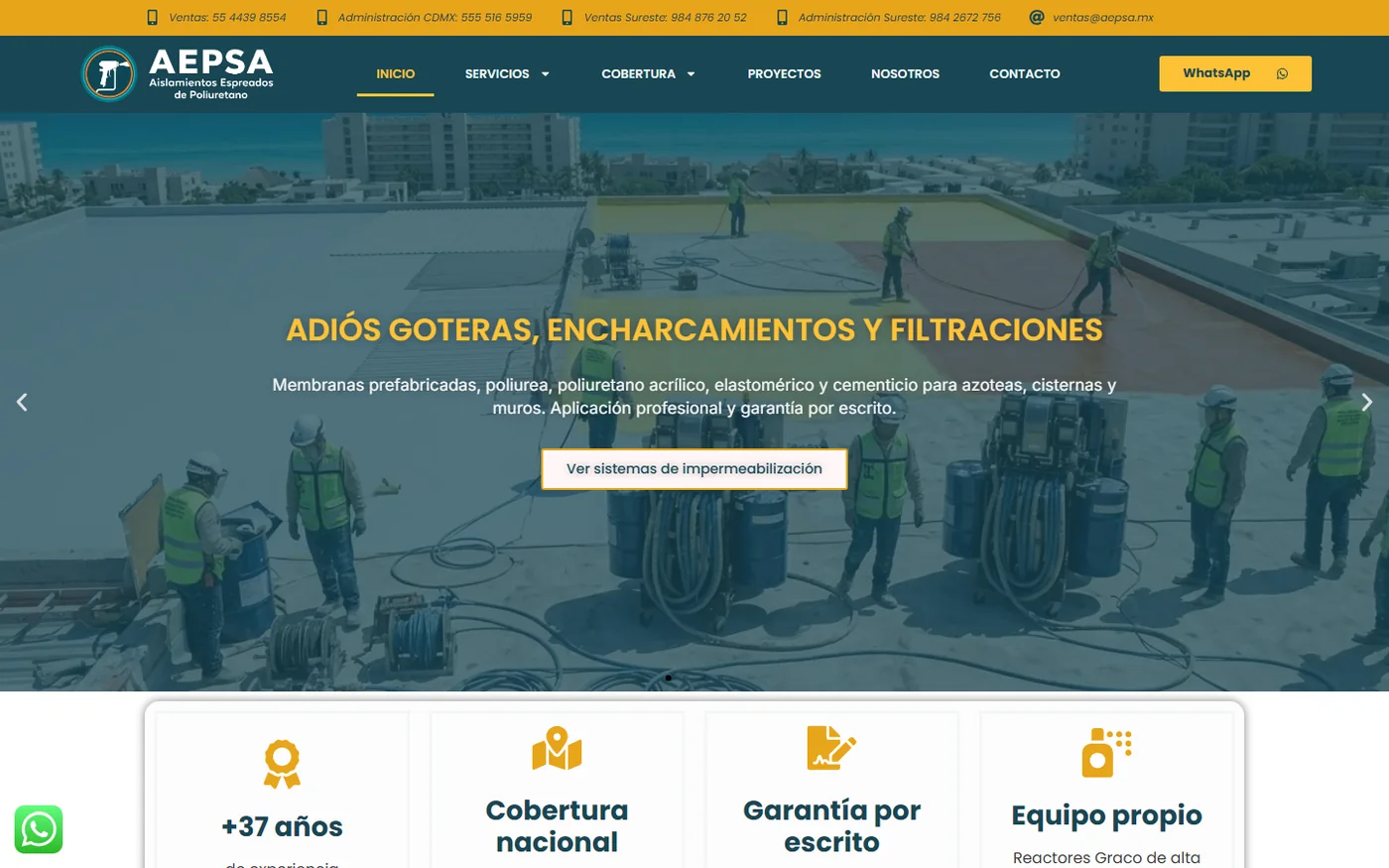 Sitio de AEPSA en escritorio, pantalla 1