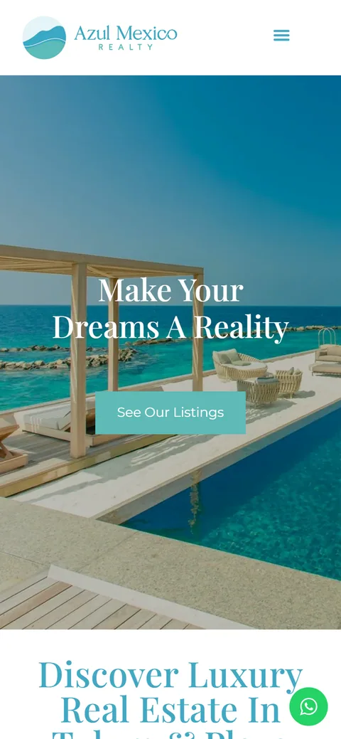 Azul Mexico Realty mobile website, screen 1