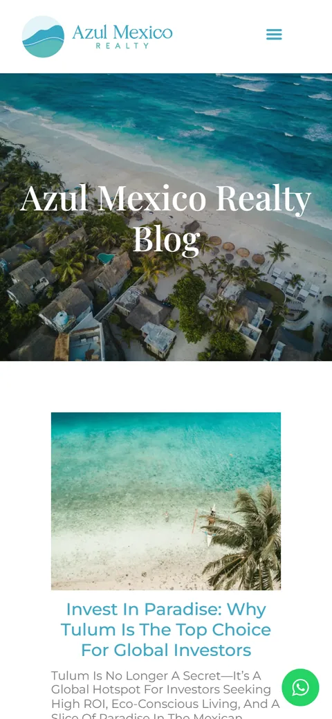 Azul Mexico Realty mobile website, screen 2