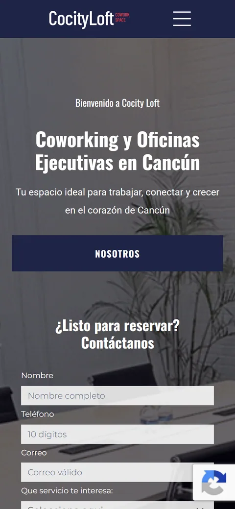 Sitio de Cocity Loft en movil, pantalla 1