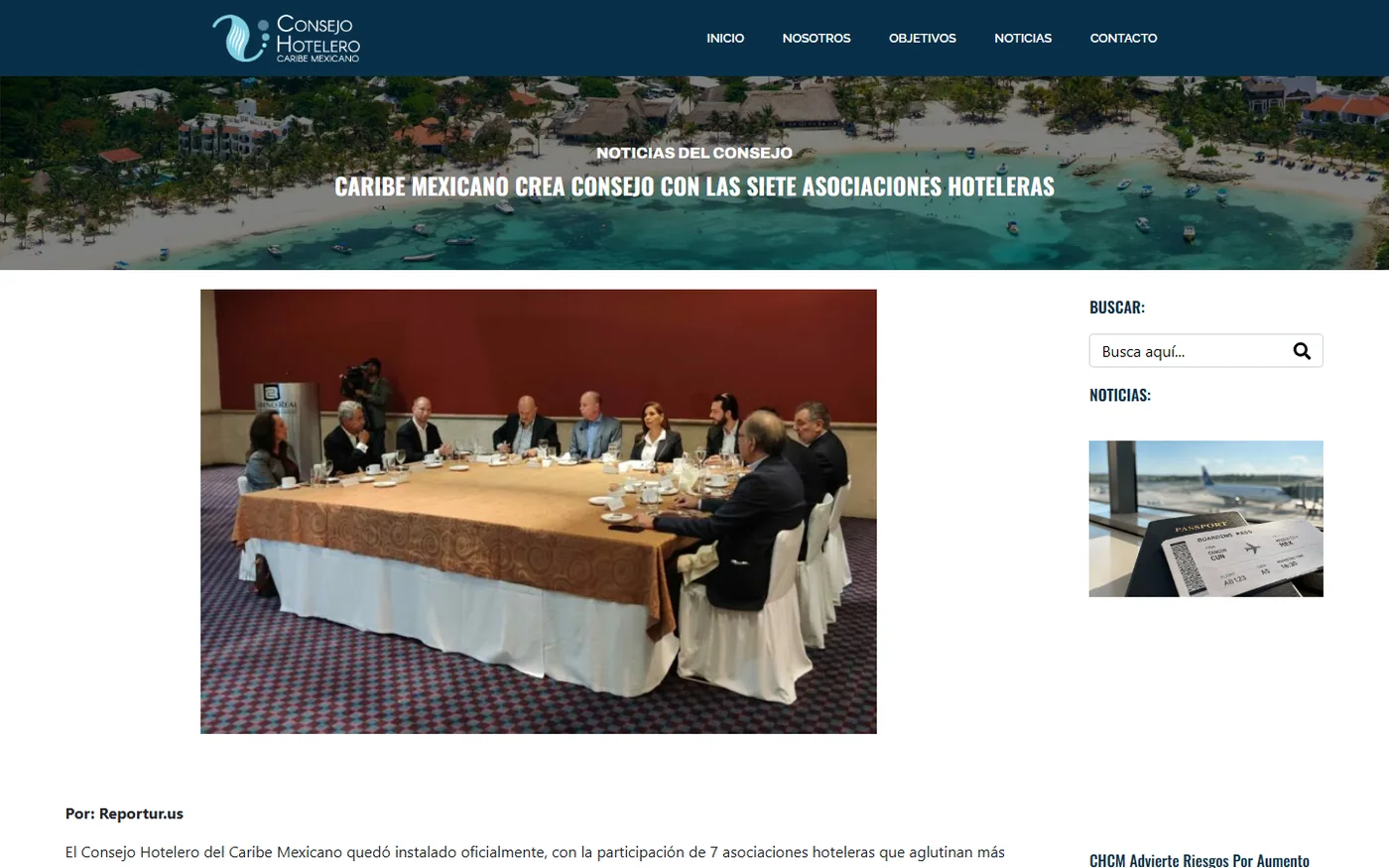 Consejo Hotelero Del Caribe Mexicano desktop website, screen 2
