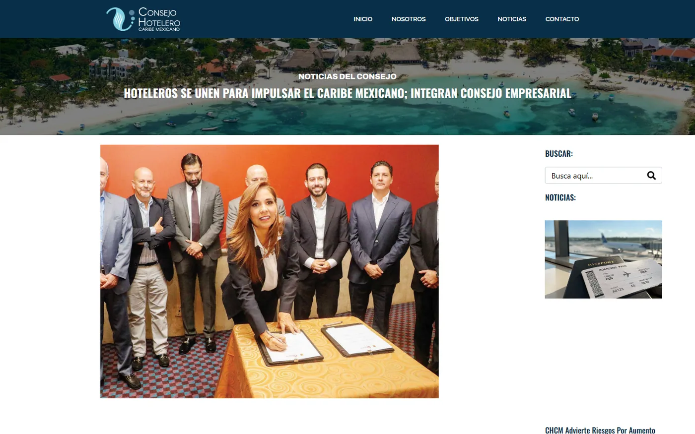 Consejo Hotelero Del Caribe Mexicano desktop website, screen 3