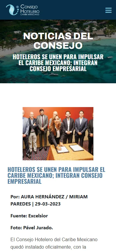 Consejo Hotelero Del Caribe Mexicano mobile website, screen 3