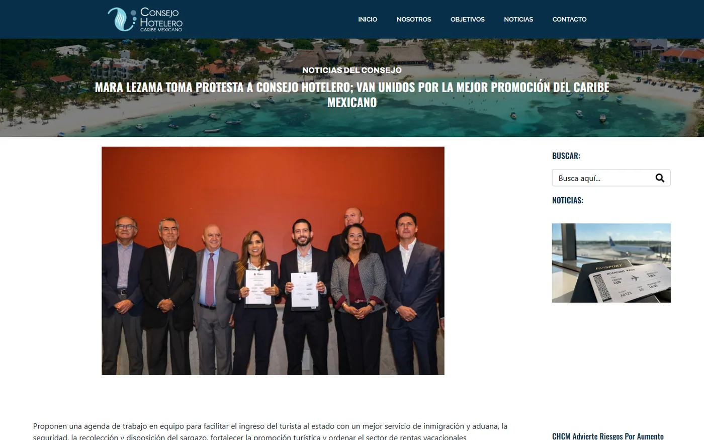 Consejo Hotelero Del Caribe Mexicano desktop website, screen 4