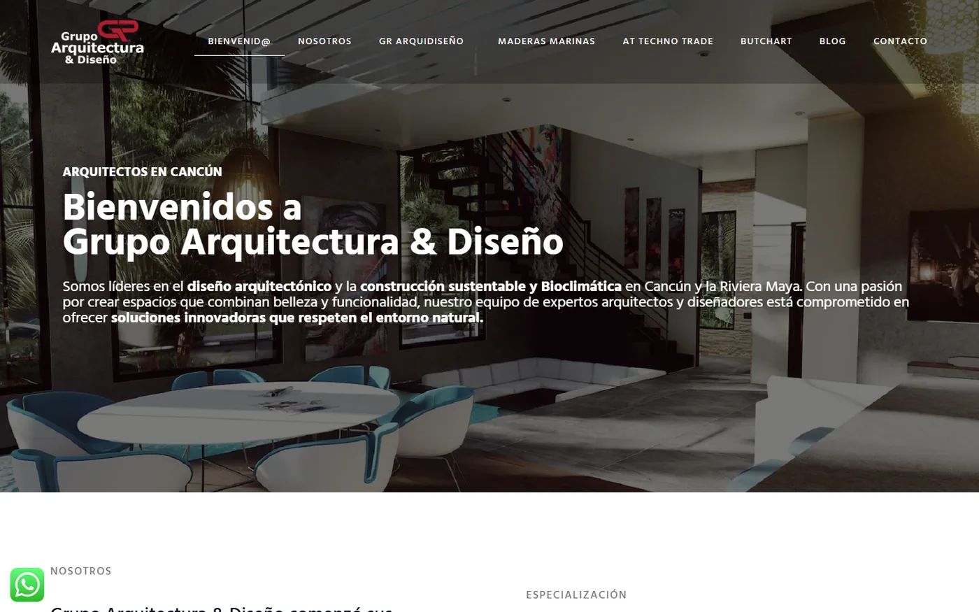 Grupo Arquitectura & Diseño desktop website, screen 1