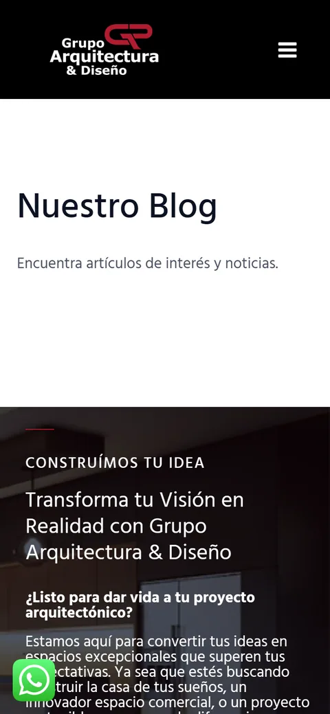 Grupo Arquitectura & Diseño mobile website, screen 2