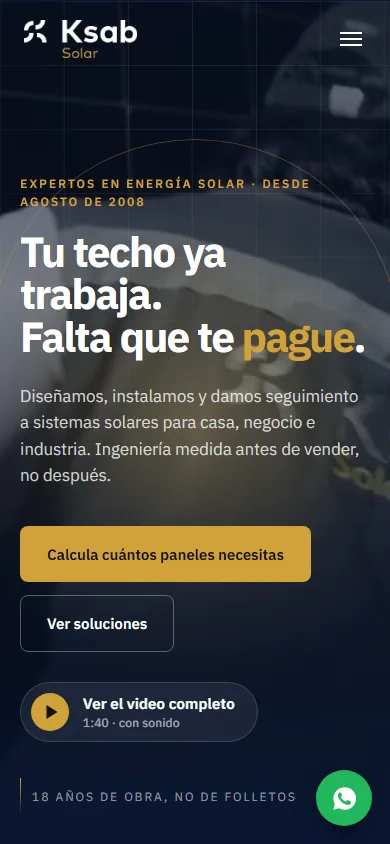 Sitio de Grupo Ksab en movil, pantalla 1