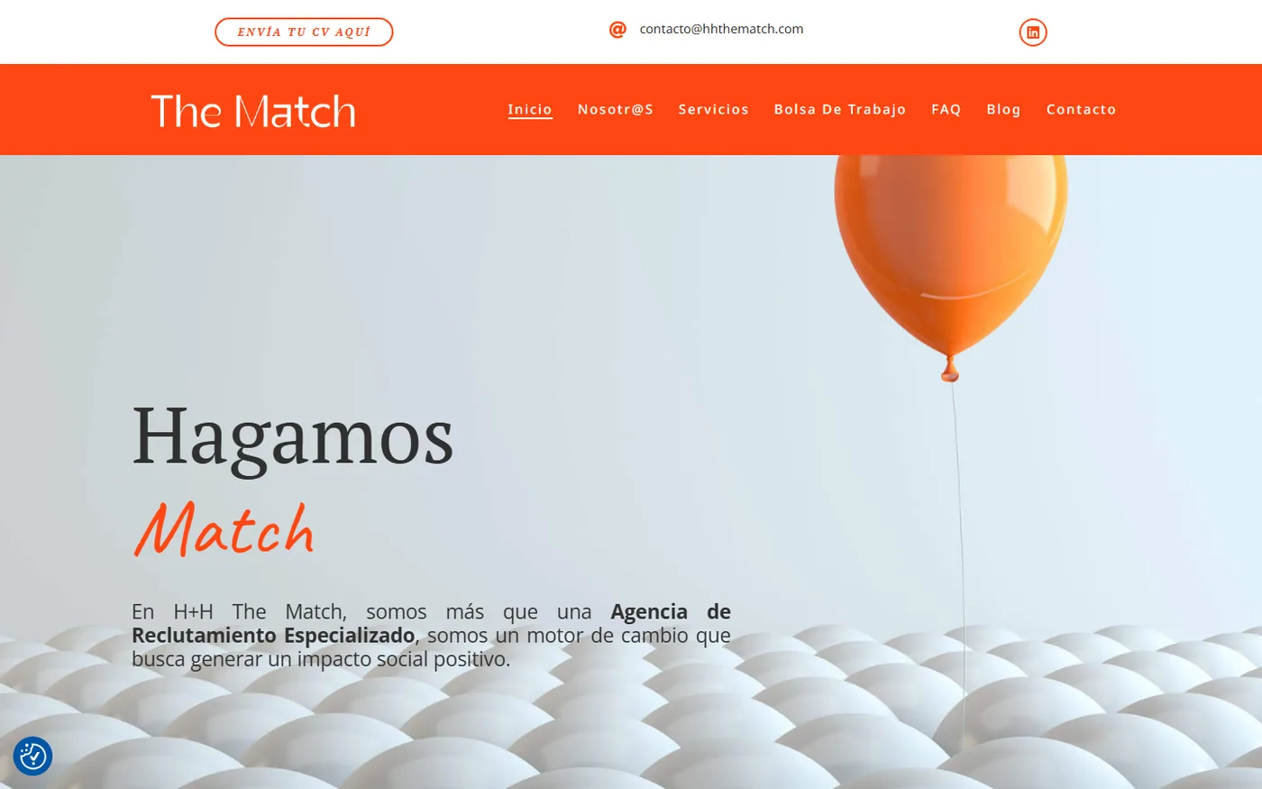 Sitio de H+H The Match en escritorio, pantalla 1