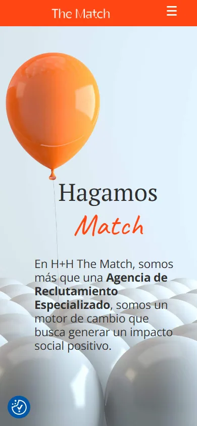 Sitio de H+H The Match en movil, pantalla 1