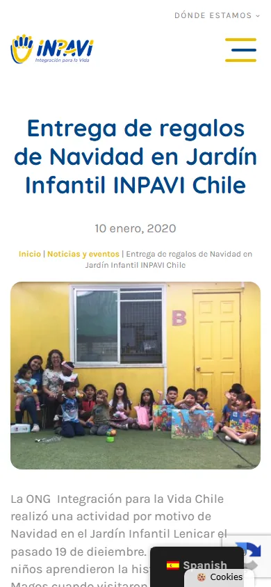 Sitio de INPAVI en movil, pantalla 4