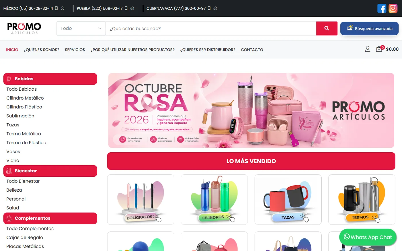 Sitio de Promoartículos en escritorio, pantalla 1