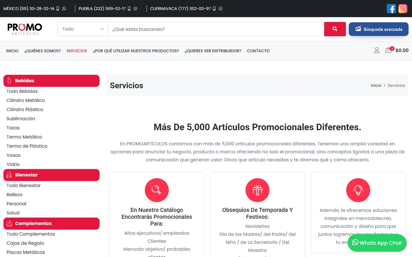 Sitio de Promoartículos en escritorio, pantalla 3