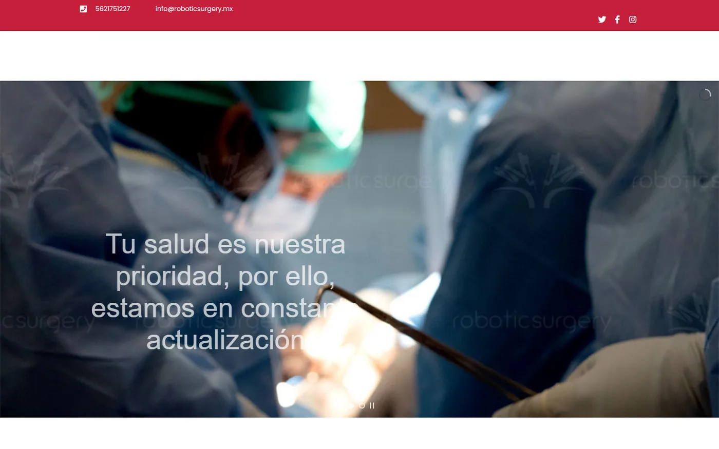 Sitio de Robotic Surgery en escritorio, pantalla 1