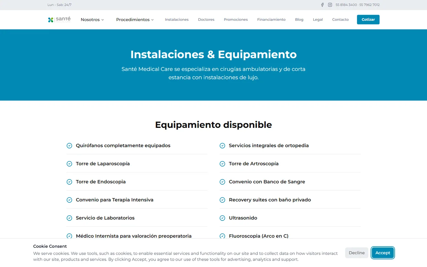 Sitio de Santé Medical Care en escritorio, pantalla 3