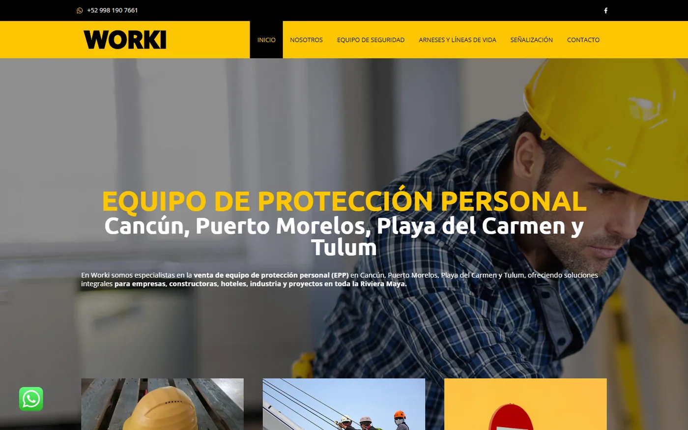 Sitio de WORKI en escritorio, pantalla 1